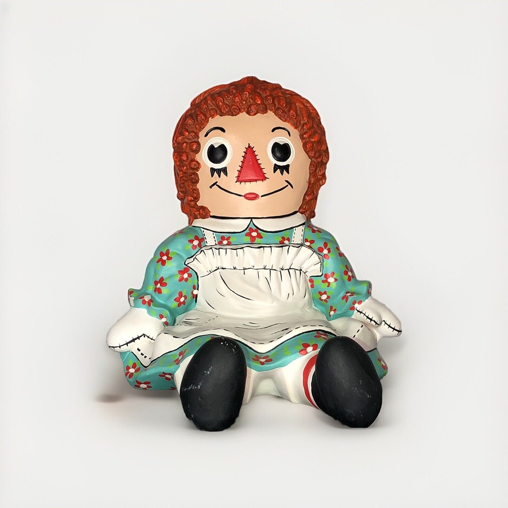 1974 Raggedy Ann Ceramic Figurine —‎ Hand‑Painted & Signed, Vintage